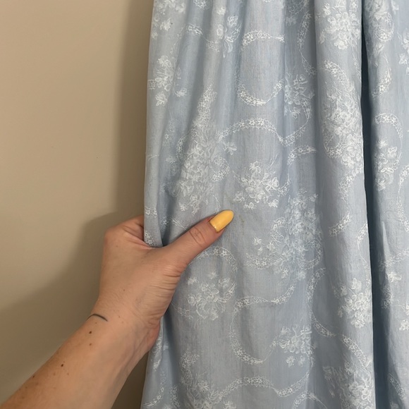 Vintage 80s Gunne Sax Skirt Blue Midi Prairie Floral - Picture 5 of 6